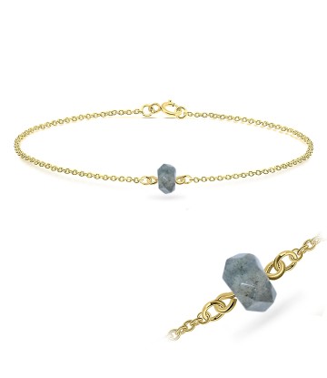 Gold Plated Labradorite Silver Bracelet BRS-421-GP